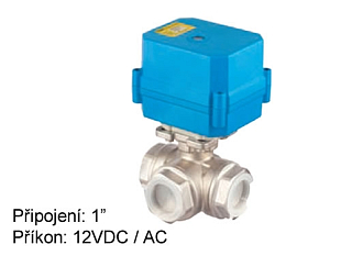 Dreiwege-Dreh-Minikombiventil Tork DN 25 mit elektrischem Antrieb 12 VAC/DC