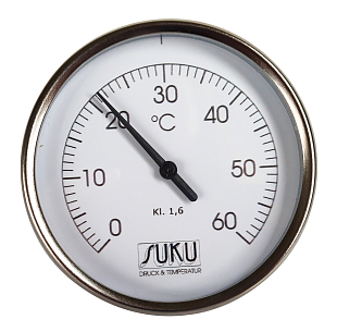 Thermometer SUKU, D 100, L 100, 0-60°C + Tauchhülse 1/2 (C31.000113)