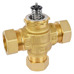 Eigenständiges Ventilgehäuse Honeywell VCZMF6000/U, Dreiwege, Kompressionsverschraubung 22 mm