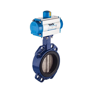 Zwischenflansch-Drosselklappe mit einfachwirkendem Pneumatikantrieb TORK PAV800.100 SR DN100 Scheibe 316SS