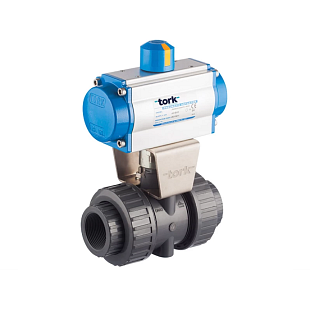 Tork PVC-Kugelhahn DN 80 mit einfachwirkendem Pneumatikantrieb SR (PAV913.80SR)