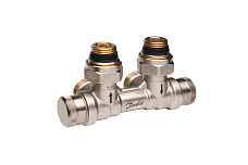 Doppeltes Heizkörperanschlussventil Danfoss RLV-KDV DN 15 Eckform links (013G7872)